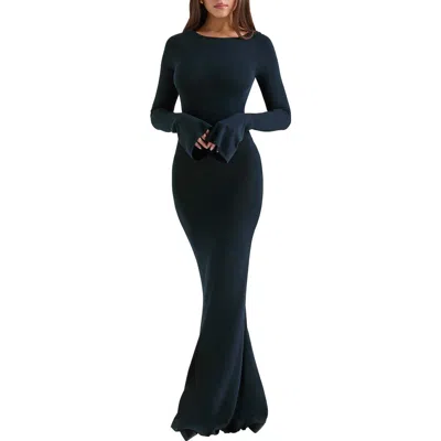 HOUSE OF CB HOUSE OF CB CHRISTIANE OPEN BACK LONG SLEEVE KNIT GOWN