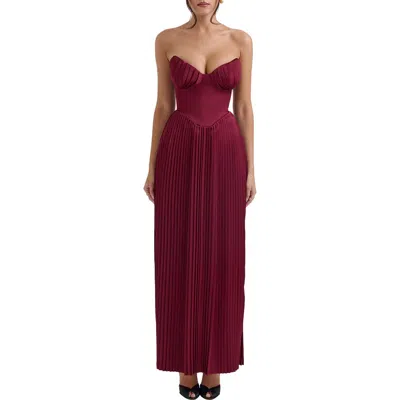 HOUSE OF CB HOUSE OF CB MARCELLA STRAPLESS PLEATED GEORGETTE GOWN