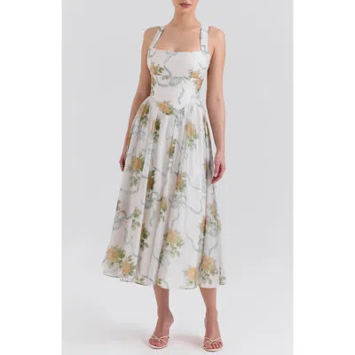 HOUSE OF CB HOUSE OF CB MINERVA FLORAL PRINT CHIFFON MIDI SUNDRESS