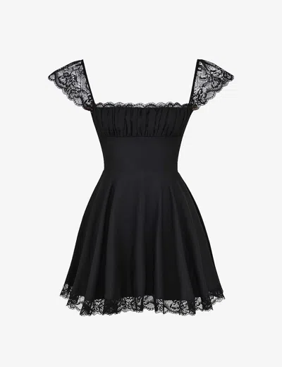 HOUSE OF CB WOMENS HOUSE OF CB KAIA SQUARE-NECK A-LINE WOVEN MINI DRESS