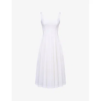 HOUSE OF CB WOMENS HOUSE OF CB MARIABELLA STRAIGHT-NECK SLEEVELESS STRETCH-COTTON MIDI DRESS