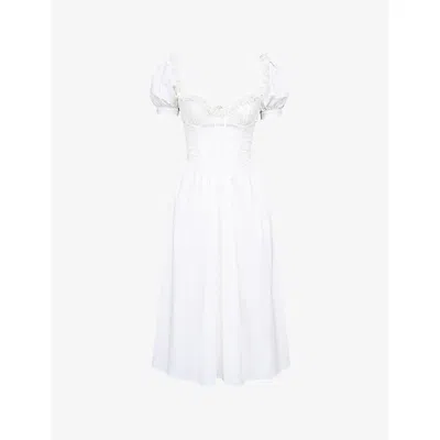 HOUSE OF CB WOMENS HOUSE OF CB LULABELL FLORAL-PRINT STRETCH-COTTON MIDI DRESS