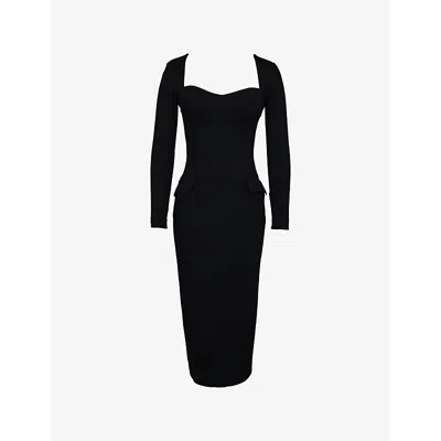HOUSE OF CB WOMENS HOUSE OF CB ELLA LONG-SLEEVE STRETCH-WOVEN MIDI DRESS