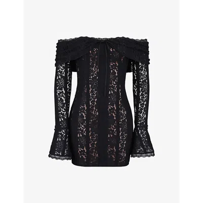 HOUSE OF CB WOMENS HOUSE OF CB SADIE OFF-SHOULDER LACE MINI DRESS