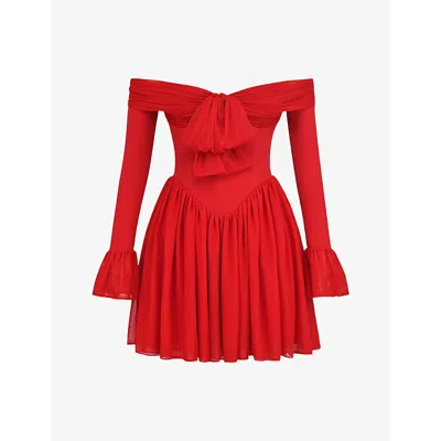 HOUSE OF CB WOMENS HOUSE OF CB ALANA OFF-THE-SHOULDER STRETCH-WOVEN MINI DRESS