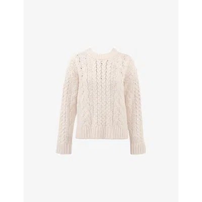 HOUSE OF CB WOMENS CREAM JASPER CABLE-KNIT COTTON-BLEND JUMPER