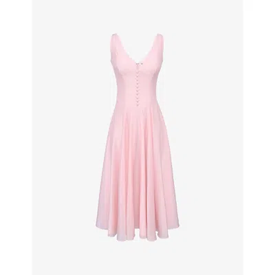 HOUSE OF CB WOMENS HOUSE OF CB SAMIRA BUTTON-EMBELLISHED CHIFFON MIDI DRESS