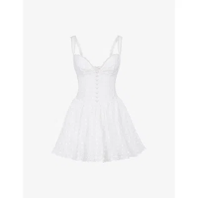 HOUSE OF CB WOMENS HOUSE OF CB BRIGITTE BRODERIE CORSET COTTON MINI DRESS