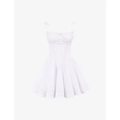 HOUSE OF CB WOMENS HOUSE OF CB NATASSIA FLARED-SKIRT COTTON-BLEND MINI DRESS