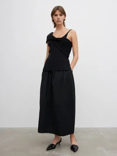 HOUSE OF DAGMAR DRAPED KNIT TOP | HOUSE OF DAGMAR | BLACK | SIZE M | 96% VISCOSE 4% POLYESTER