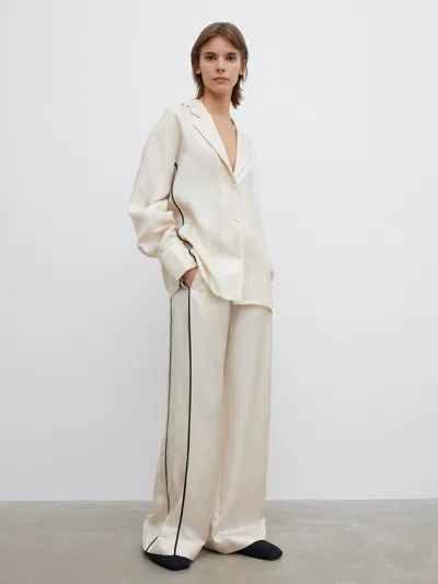 HOUSE OF DAGMAR SILK PYJAMA BLOUSE