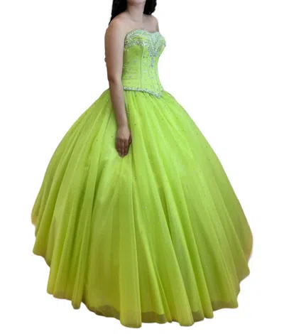 HOUSE OF WU STRAPLESS QUINCEAÑERA DRESS IN APPLE GREEN