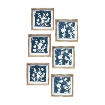 HOUZBLING FRAMED FLORAL PRINT (SET OF 6) 8"SQ MDF