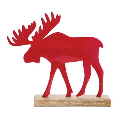 HOUZBLING MOOSE ON BASE (SET OF 2) 9.5"L X 8.5"H IRON/WOOD