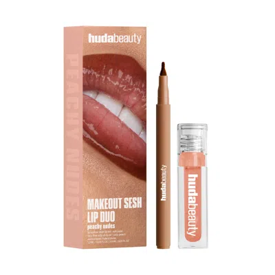 HUDA BEAUTY HUDA BEAUTY MAKEOUT SESH LIP DUO PEACHY NUDES