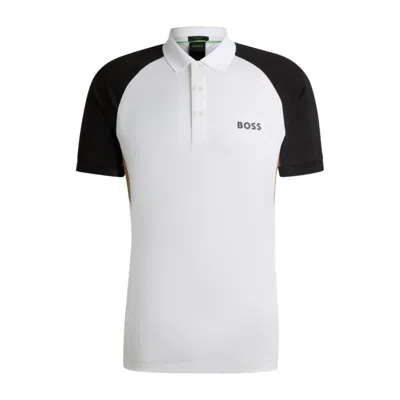HUGO BOSS ACTIVE PADDY COLOR-BLOCKED POLO SHIRT WITH MESH INSERTS