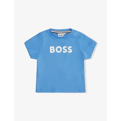 HUGO BOSS NAVY BABY BOY BRAND-PRINT COTTON-JERSEY T-SHIRT 3 MONTHS - 3