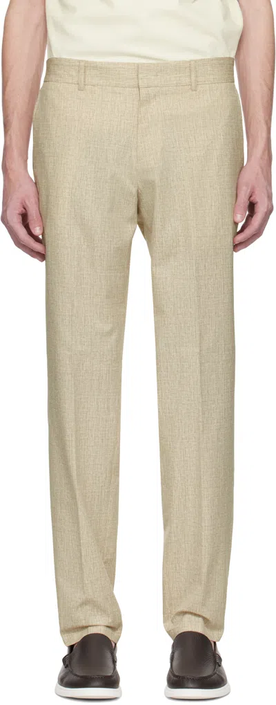 HUGO BOSS BEIGE FORMAL WATER-REPELLENT TROUSERS