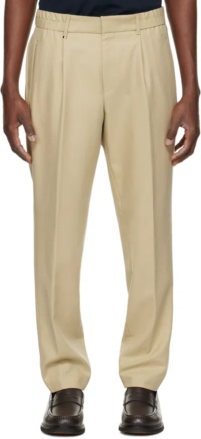 HUGO BOSS BEIGE PLEATED TROUSERS