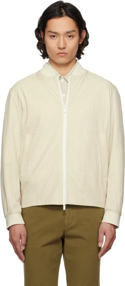 HUGO BOSS BEIGE SLIM-FIT BOMBER JACKET