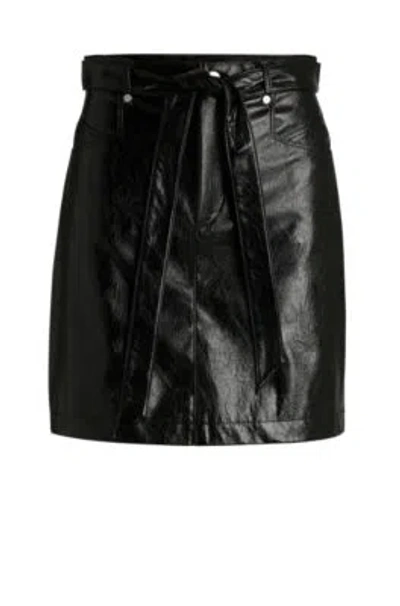 HUGO BOSS BELTED MINI SKIRT IN FAUX LEATHER