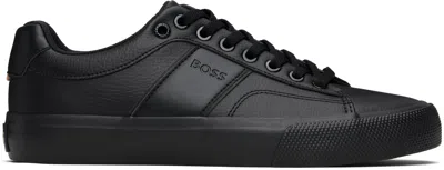 HUGO BOSS BLACK FAUX-LEATHER CONTRAST BACKTAB SNEAKERS