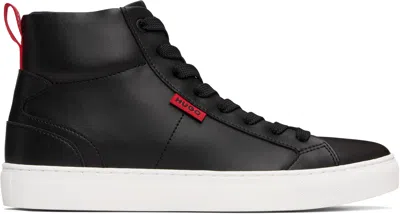 HUGO BOSS BLACK FAUX-LEATHER HIGH-TOP SNEAKERS