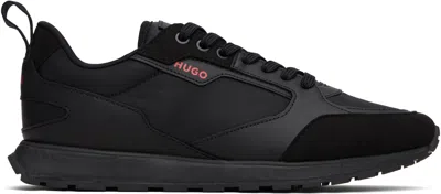 HUGO BOSS BLACK MIXED-MATERIAL BRANDED ACCENT SNEAKERS