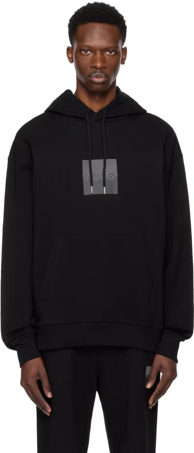HUGO BOSS BLACK RELAXED-FIT SPLIT LOGO HOODIE