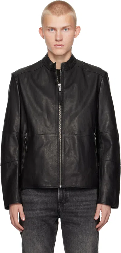 HUGO BOSS BLACK SLIM-FIT LEATHER JACKET
