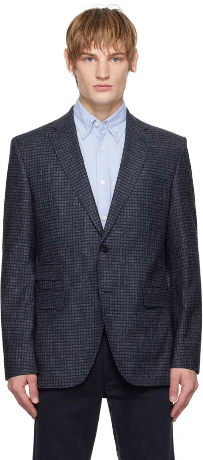 HUGO BOSS BLUE REGULAR-FIT CHECKED BLAZER