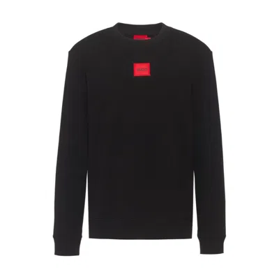 HUGO BOSS BOSS - COTTON TERRY SWEATSHIRT WITH RED LOGO LABEL
