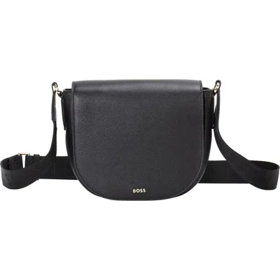 HUGO BOSS BOSS ALYCE FLAP LEATHER CROSSBODY BAG