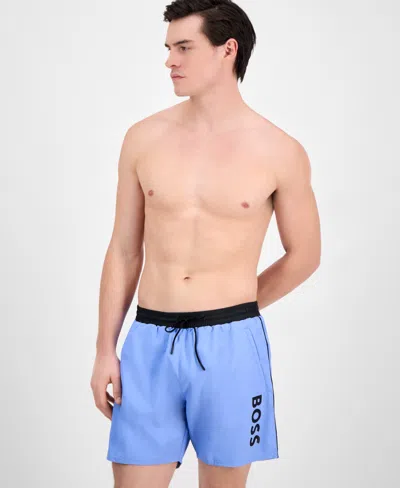 HUGO BOSS BOSS BY HUGO BOSS MEN'S LOGO 6" SWIM TRUNKS, CREATED FOR MACY'S
