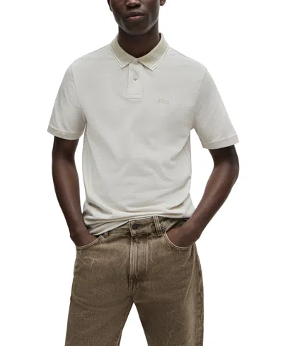 HUGO BOSS BOSS BY HUGO BOSS MEN'S OXFORD-PIQUE COTTON RELAXED-FIT POLO SHIRT
