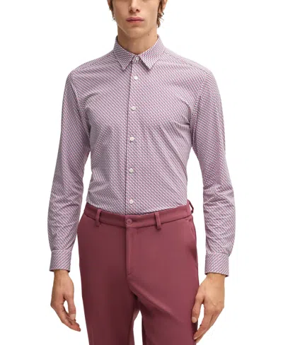 HUGO BOSS BOSS BY HUGO BOSS MEN'S PRINTED SLIM-FIT PERFORMANCE-STRETCH SHIRT