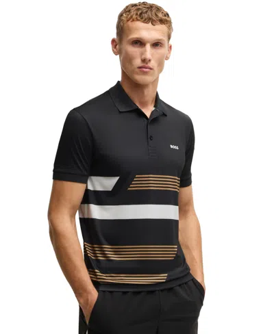 HUGO BOSS BOSS BY HUGO BOSS MEN'S STRIPE PRINT REGULAR-FIT PADDY POLO