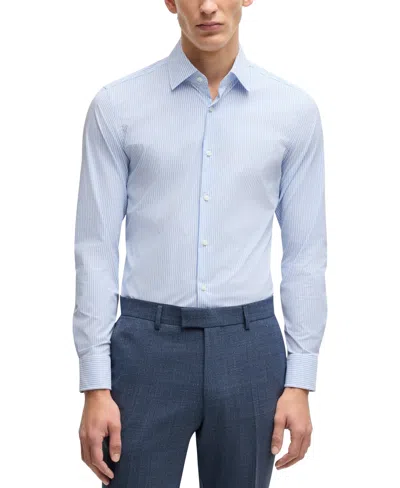 HUGO BOSS BOSS BY HUGO BOSS MEN'S STRIPED SLIM-FIT PERFORMANCE-STRETCH SHIRT