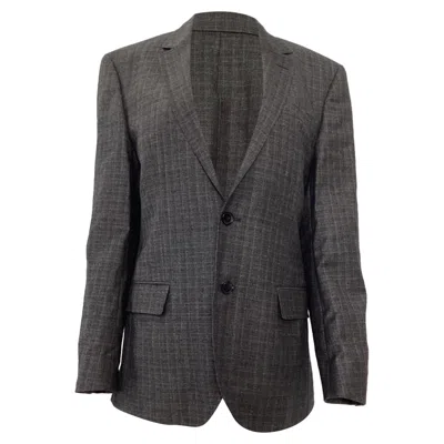 HUGO BOSS BOSS BY HUGO BOSS PLAID SINGLE-BREASTED BLAZER IN GREY WOOL