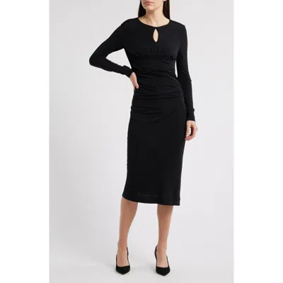 HUGO BOSS BOSS EDEN LONG SLEEVE BODY-CON MIDI DRESS