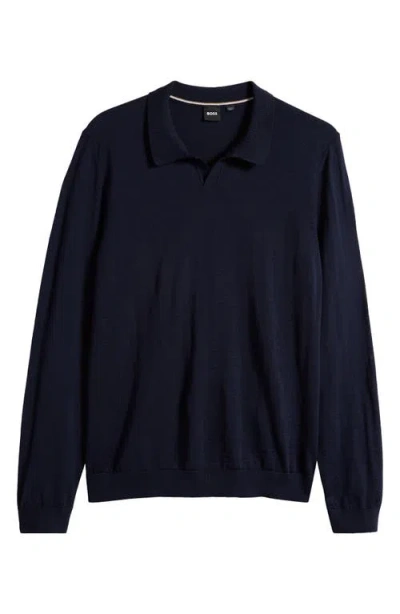 HUGO BOSS BOSS ENORD LONG SLEEVE WOOL POLO SWEATER