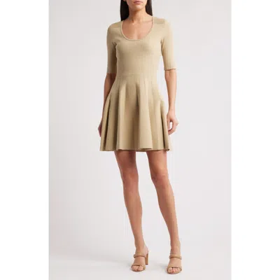 HUGO BOSS BOSS FRANKINA RIB FIT & FLARE DRESS