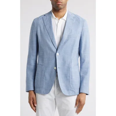 HUGO BOSS BOSS HANRY SLIM FIT LIGHT BLUE SLUB WOOL & COTTON BLEND SPORT COAT