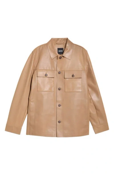 HUGO BOSS BOSS MALID LEATHER BUTTON-UP SHIRT JACKET