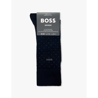 HUGO BOSS MENS BLACK GEORGE DOTTED-PATTERN COTTON-BLEND SOCKS