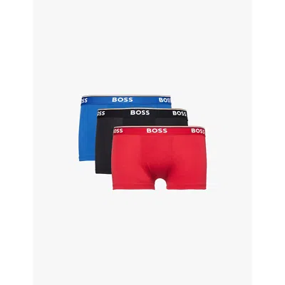 HUGO BOSS MENS OPEN MISCELLANEOUS PACK OF THREE STRETCH-COTTON TRUNKS