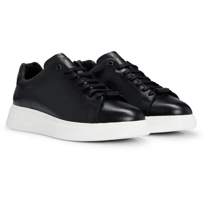HUGO BOSS BOSS MEN SNEAKER - BULTON RUNN, LOW, HALF SHOE, LACING, GENUINE LEATHER, LOGO...