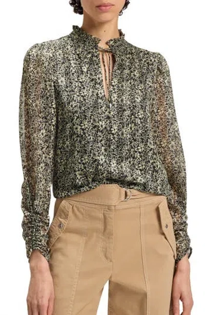 HUGO BOSS BOSS ORANGE BERODEO FLORAL LONG SLEEVE TOP
