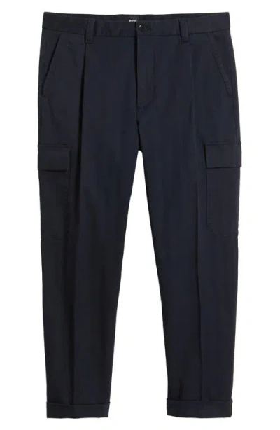 HUGO BOSS BOSS PERIN PLEATED TAPERED LEG CARGO PANTS