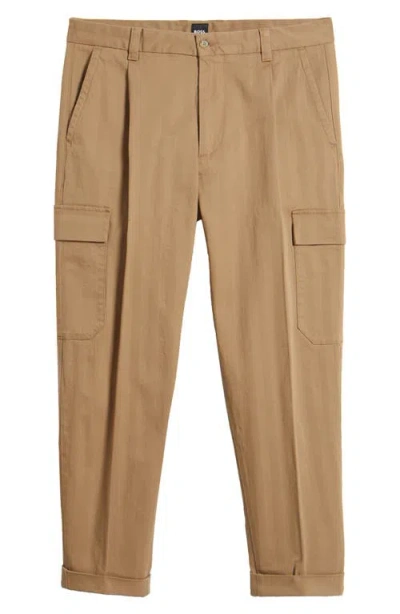 HUGO BOSS BOSS PERIN PLEATED TAPERED LEG CARGO PANTS